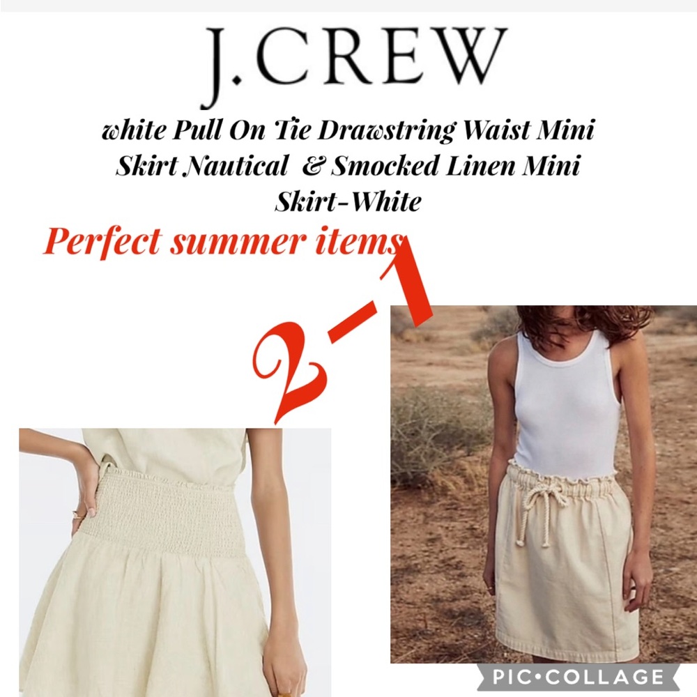 2-1 white / cream skirts/linen Mid/mini Skirt-White from banana republic